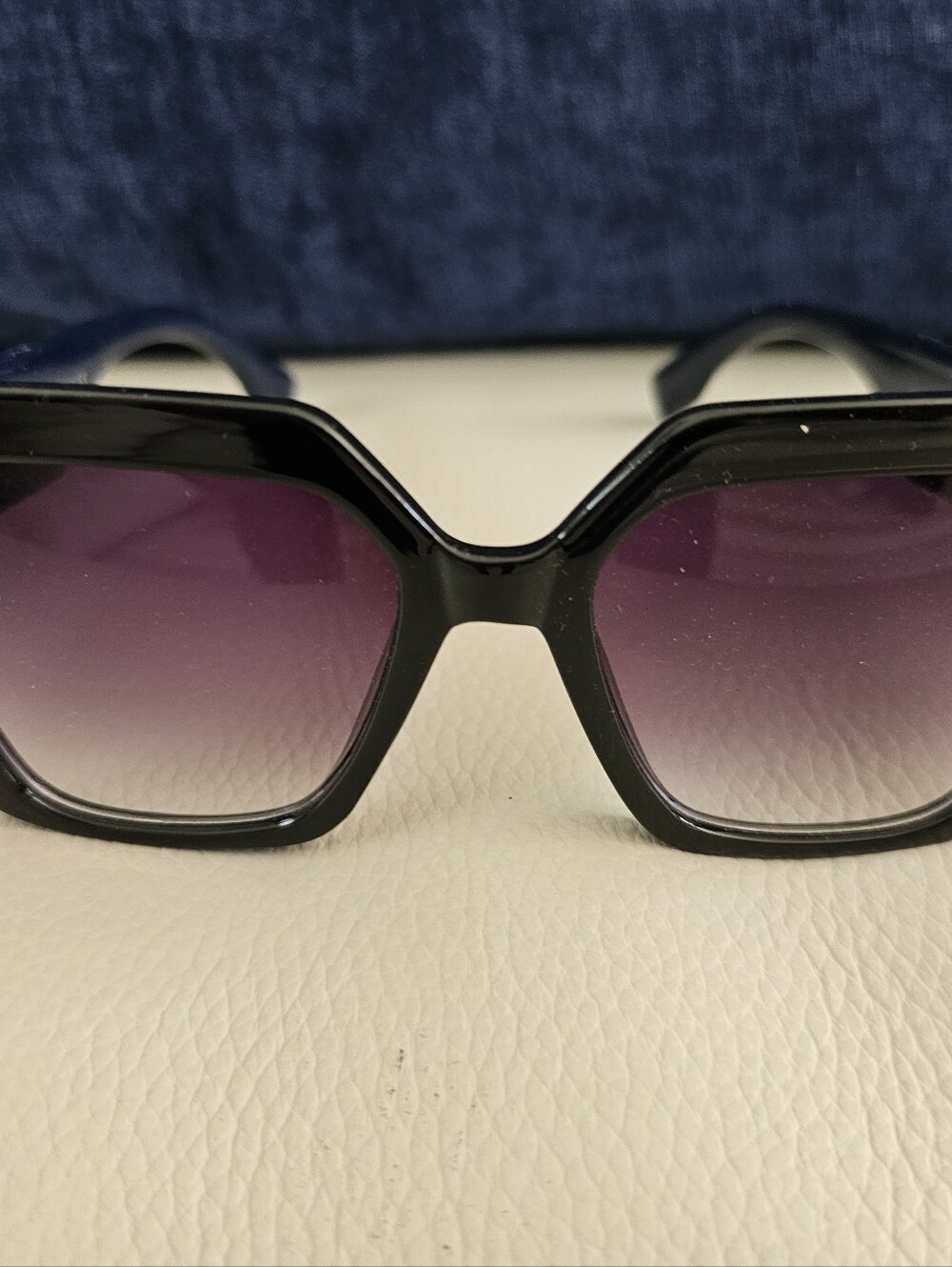 Gucci Black Frame Sunglasses with Gradient Purple Lenses